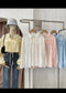 Summer Casual Lantern Sleeves Collar Tie String Tops